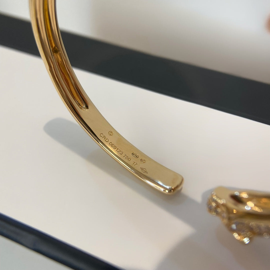 [✨Rose💎]PANTHERE GOLD DIAMOND OPEN BRACELET