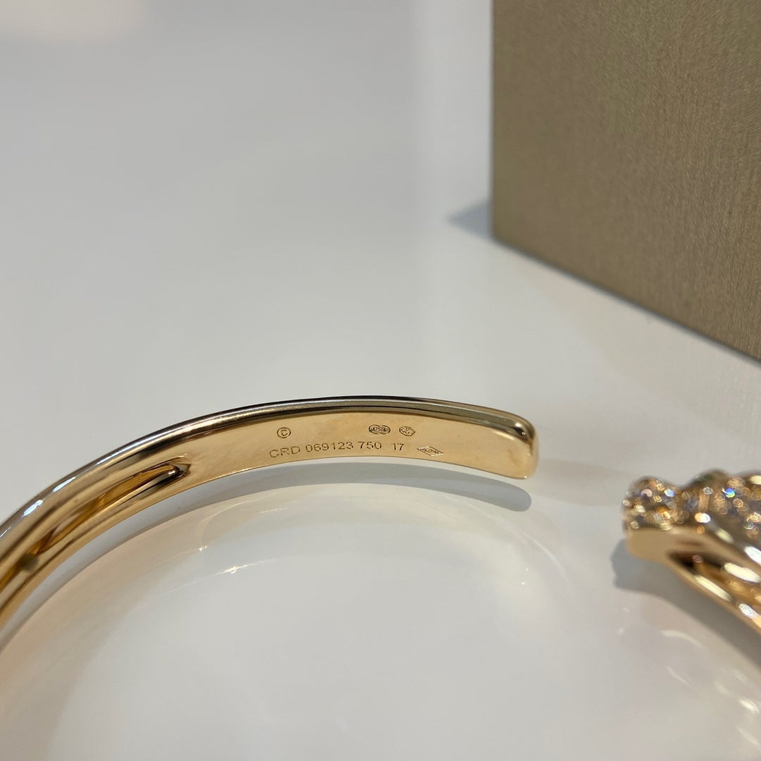 [✨Rose💎]PANTHERE GOLD DIAMOND OPEN BRACELET
