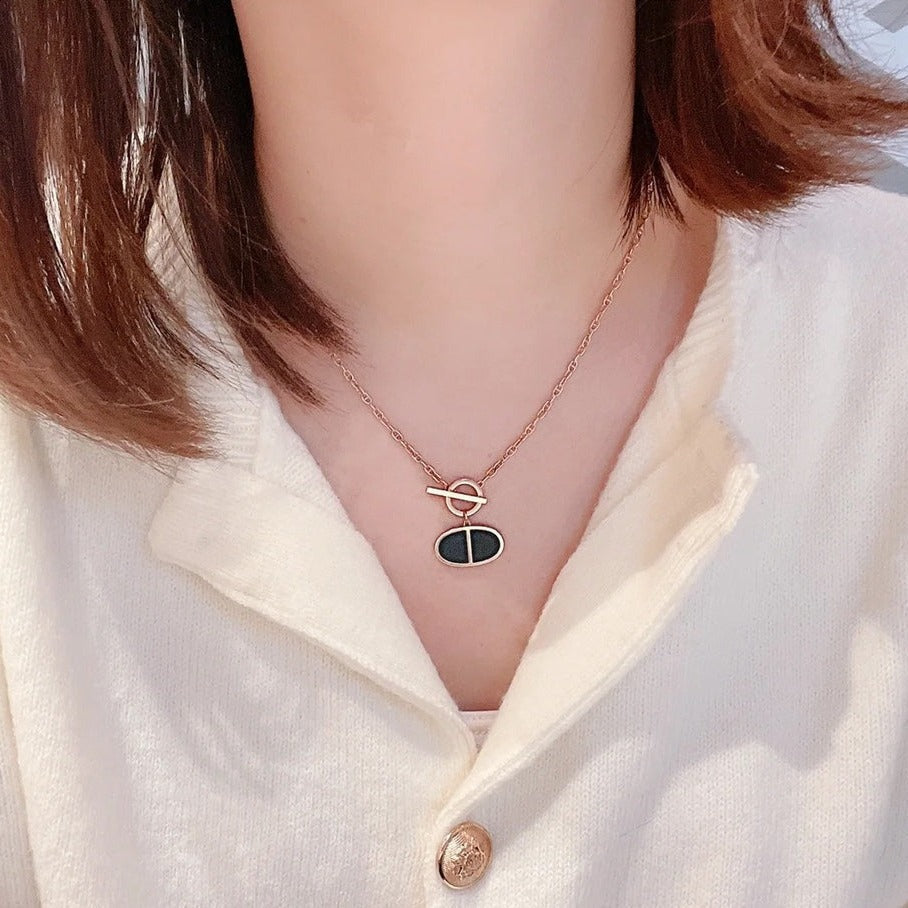 [✨Rose💎]CHAINE VERSO BLACK CERAMIC NECKLACE