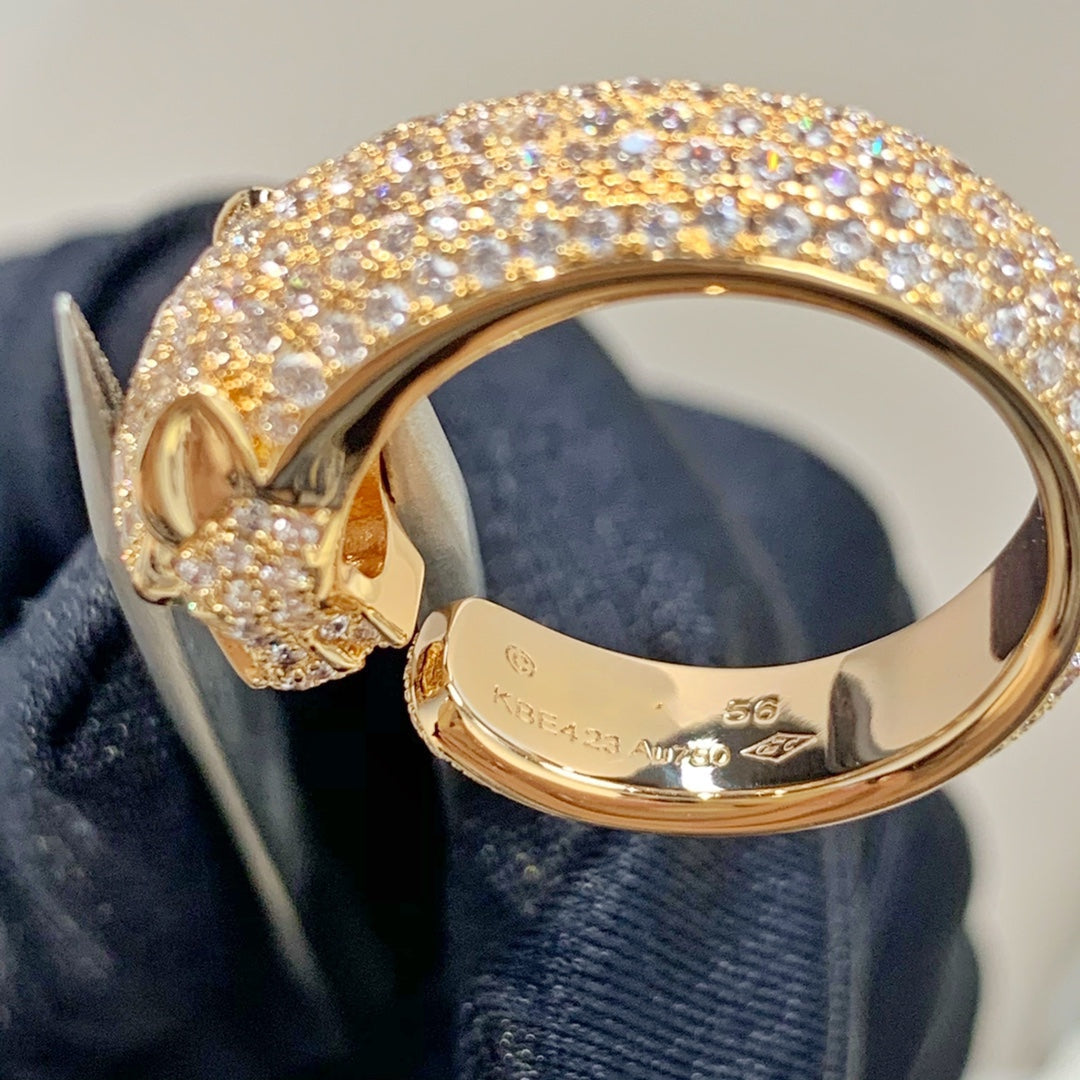 [✨Rose💎]PANTHERE PINK GOLD DIAMOND RING