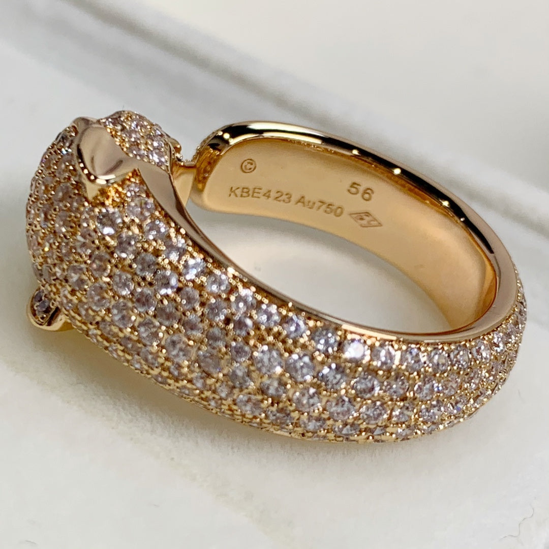 [✨Rose💎]PANTHERE PINK GOLD DIAMOND RING