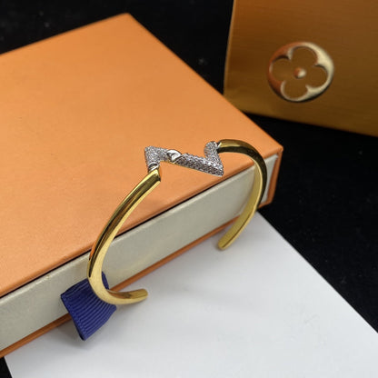 [✨Rose💎]VOLTE UPSITE DOWN DIAMOND GOLD OPEN BRACELET