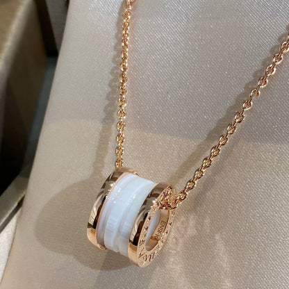 [✨Rose💎]ZERO 1 WHITE CERAMIC PINK GOLD NECKLACE