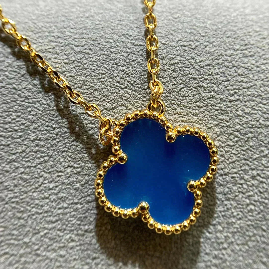 [✨Rose💎]CLOVER 15MM BLUE AGATE NECKLACE