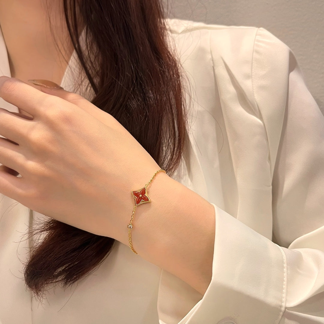 [✨Rose💎]COLOR ✨Rose💎 CARNELIAN PINK GOLD DIAMOND BRACELET