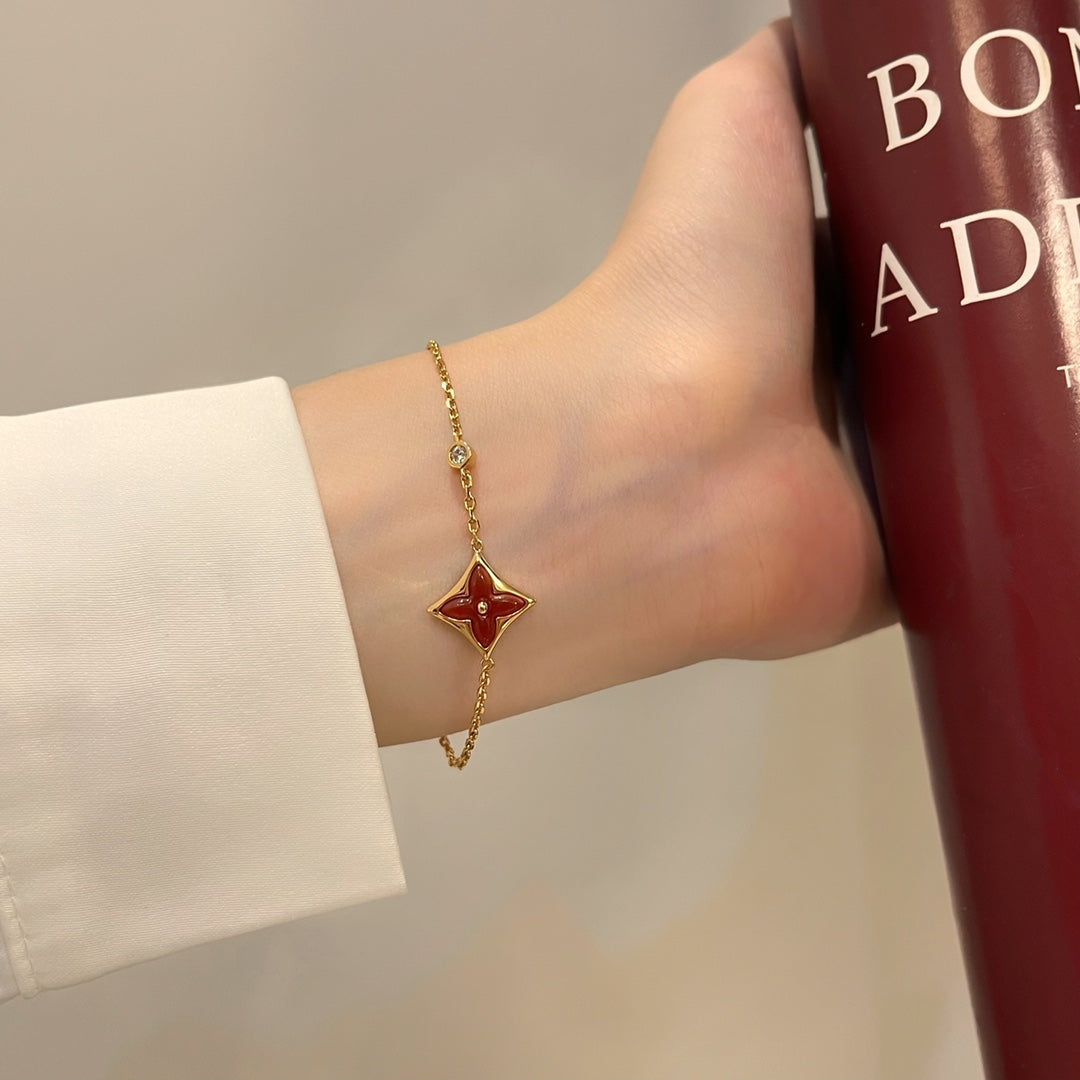 [✨Rose💎]COLOR ✨Rose💎 CARNELIAN PINK GOLD DIAMOND BRACELET