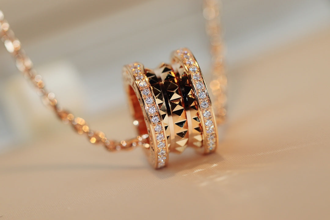 [✨Rose💎]ZERO 1 ROCK PEDANT PINK GOLD NECKLACE