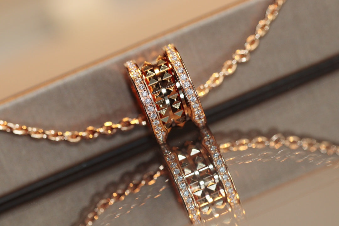 [✨Rose💎]ZERO 1 ROCK PEDANT PINK GOLD NECKLACE