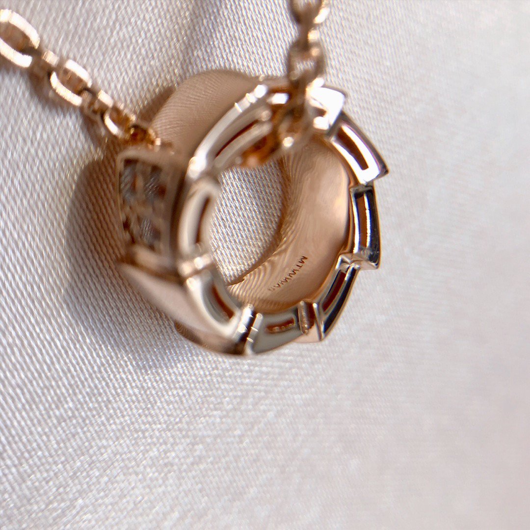 [✨Rose💎]SERPENTI PEDANT DIAMOND PINK GOLD NECKLACE