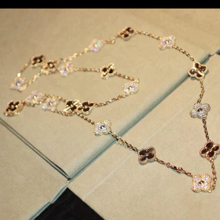 [✨Rose💎]CLOVER 20 MOTIFS LASER DIAMOND NECKLACE