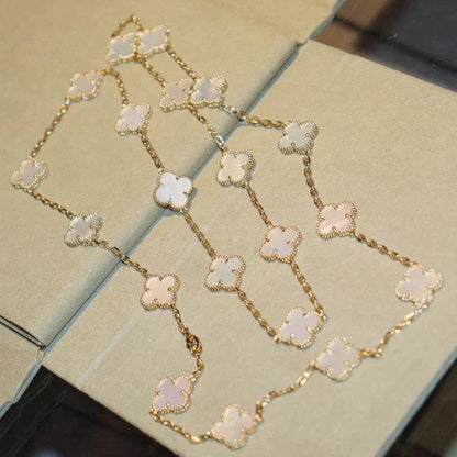 [✨Rose💎]CLOVER 20 MOTIFS WHITE MOP NECKLACE