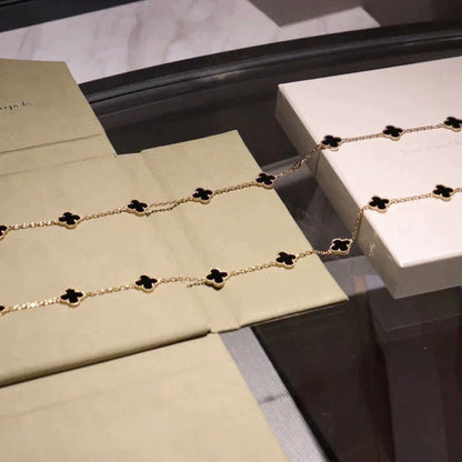 [✨Rose💎]CLOVER 20 MOTIFS ONYX NECKLACE