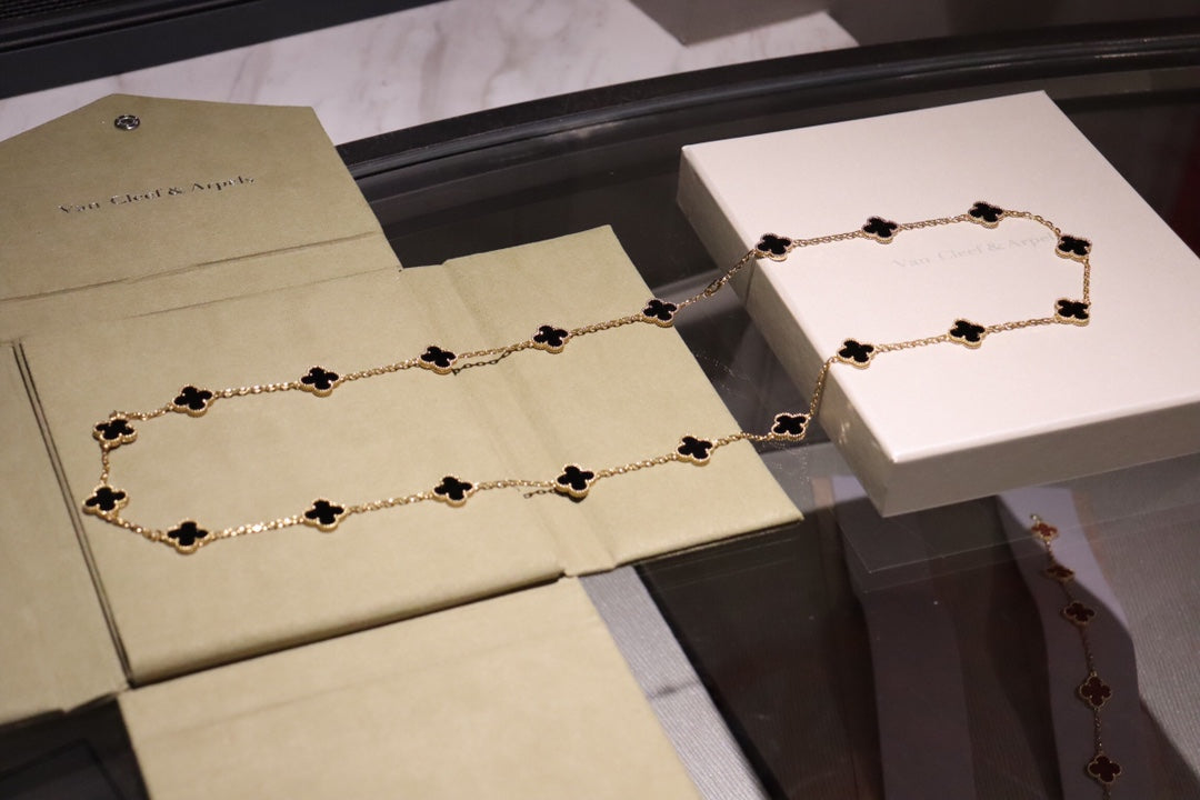 [✨Rose💎]CLOVER 20 MOTIFS ONYX ROSE GOLD