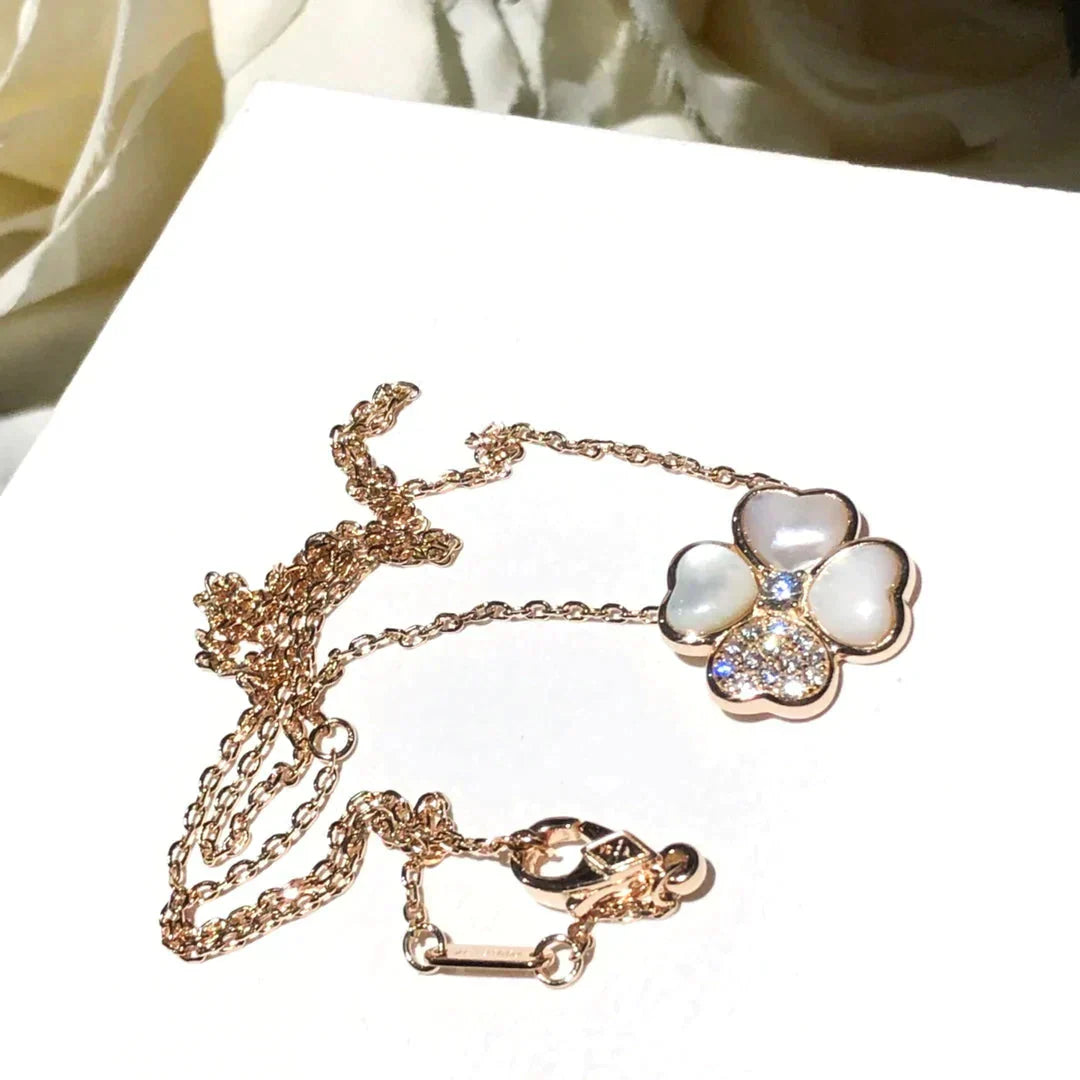 [✨Rose💎]CLOVER MOP DIAMOND ROSE GOLD NECKLACE