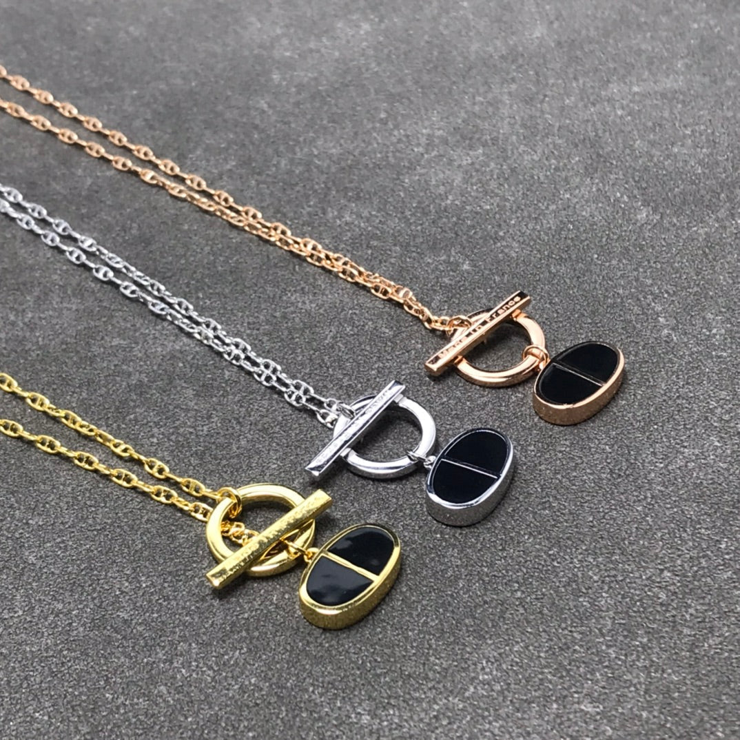 [✨Rose💎]CHAINE VERSO BLACK CERAMIC  NECKLACE