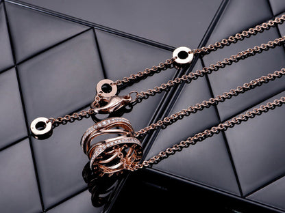[✨Rose💎]ZERO 1 PINK GOLD DIAMOND OPEN NECKLACE