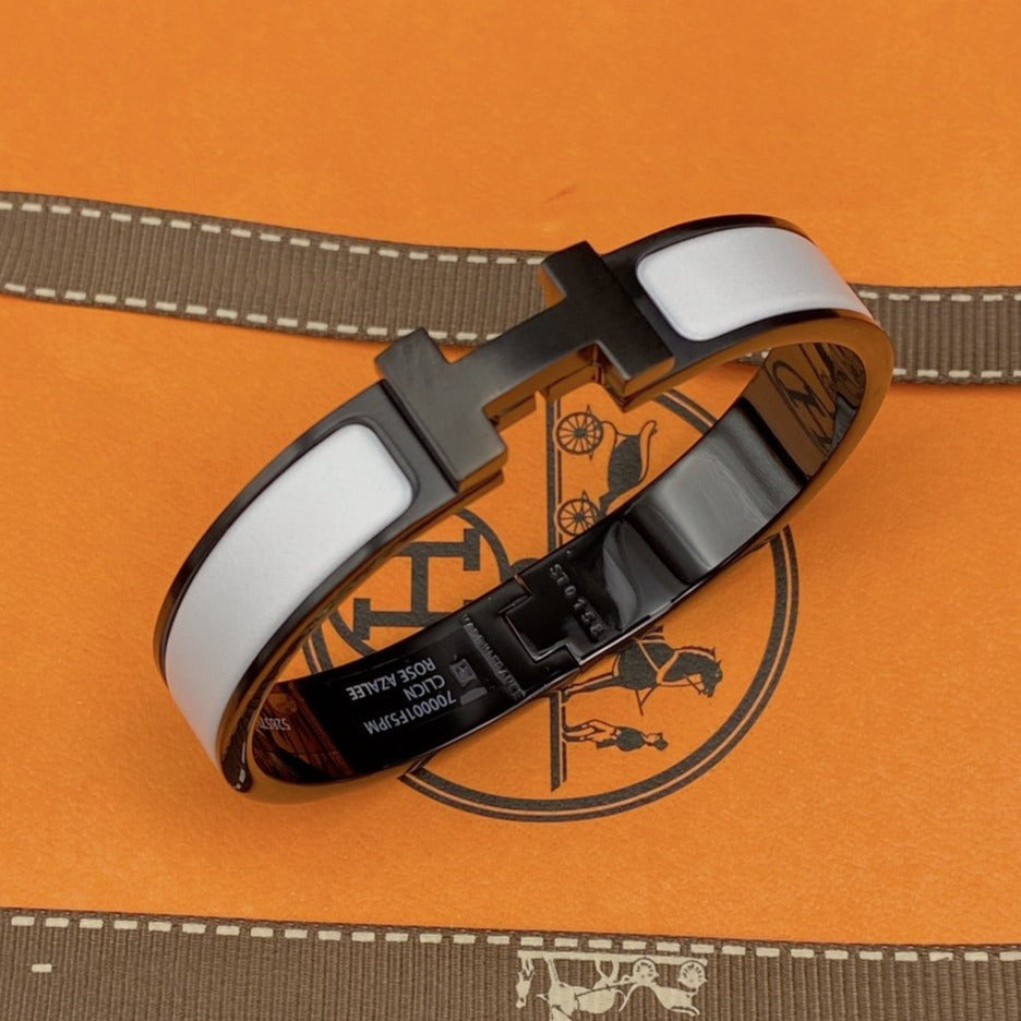 [✨Rose💎]H BRACELET 12MM BLACK WHITE CERAMIC
