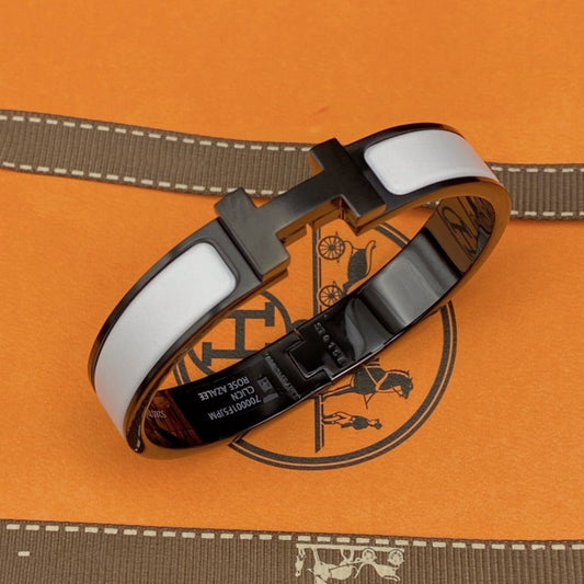 [✨Rose💎]H BRACELET 12MM BLACK WHITE CERAMIC