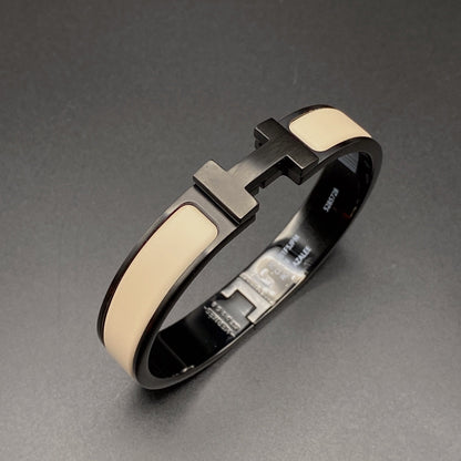 [✨Rose💎]H BRACELET 12MM BLACK BEIGE CERAMIC
