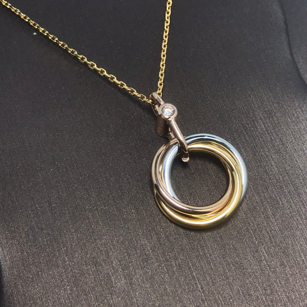 [✨Rose💎]TRINITY SILVER GOLD PINK GOLD NECKLACE