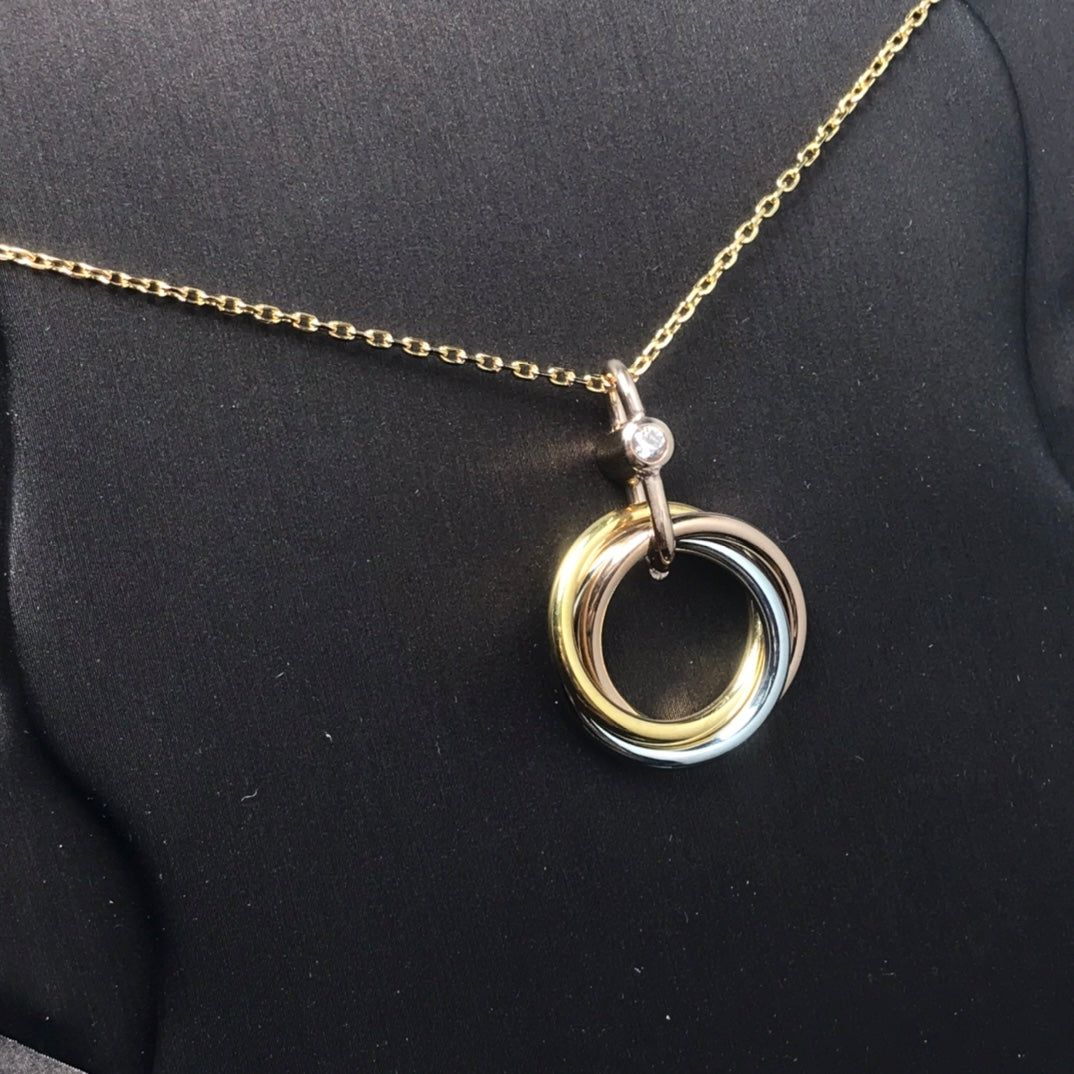 [✨Rose💎]TRINITY SILVER GOLD PINK GOLD NECKLACE