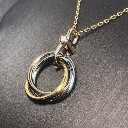[✨Rose💎]TRINITY SILVER GOLD PINK GOLD NECKLACE
