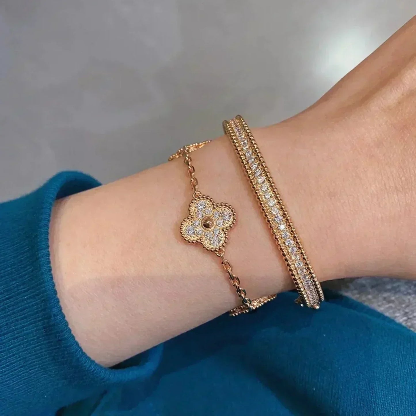 [St✨Rose💎ar Jewelry] CLOVER 5 MOTIF FULL DIAMOND BRACELET COLLECTION