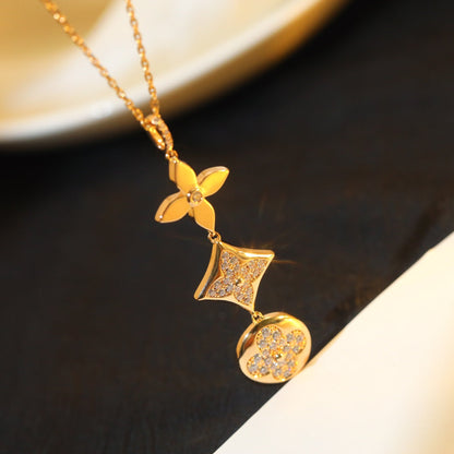 [✨Rose💎]✨Rose💎 AND SUN DIAMOND PINK GOLD NECKLACE