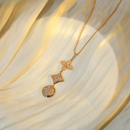 [✨Rose💎]✨Rose💎 AND SUN DIAMOND PINK GOLD NECKLACE