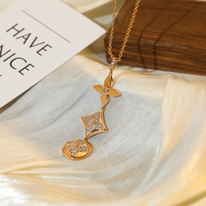 [✨Rose💎]✨Rose💎 AND SUN DIAMOND PINK GOLD NECKLACE