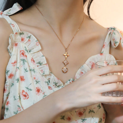 [✨Rose💎]✨Rose💎 AND SUN DIAMOND PINK GOLD NECKLACE