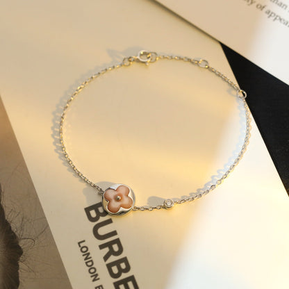 [✨Rose💎]SUN MOTIF PINK MOP SILVER BRACELET