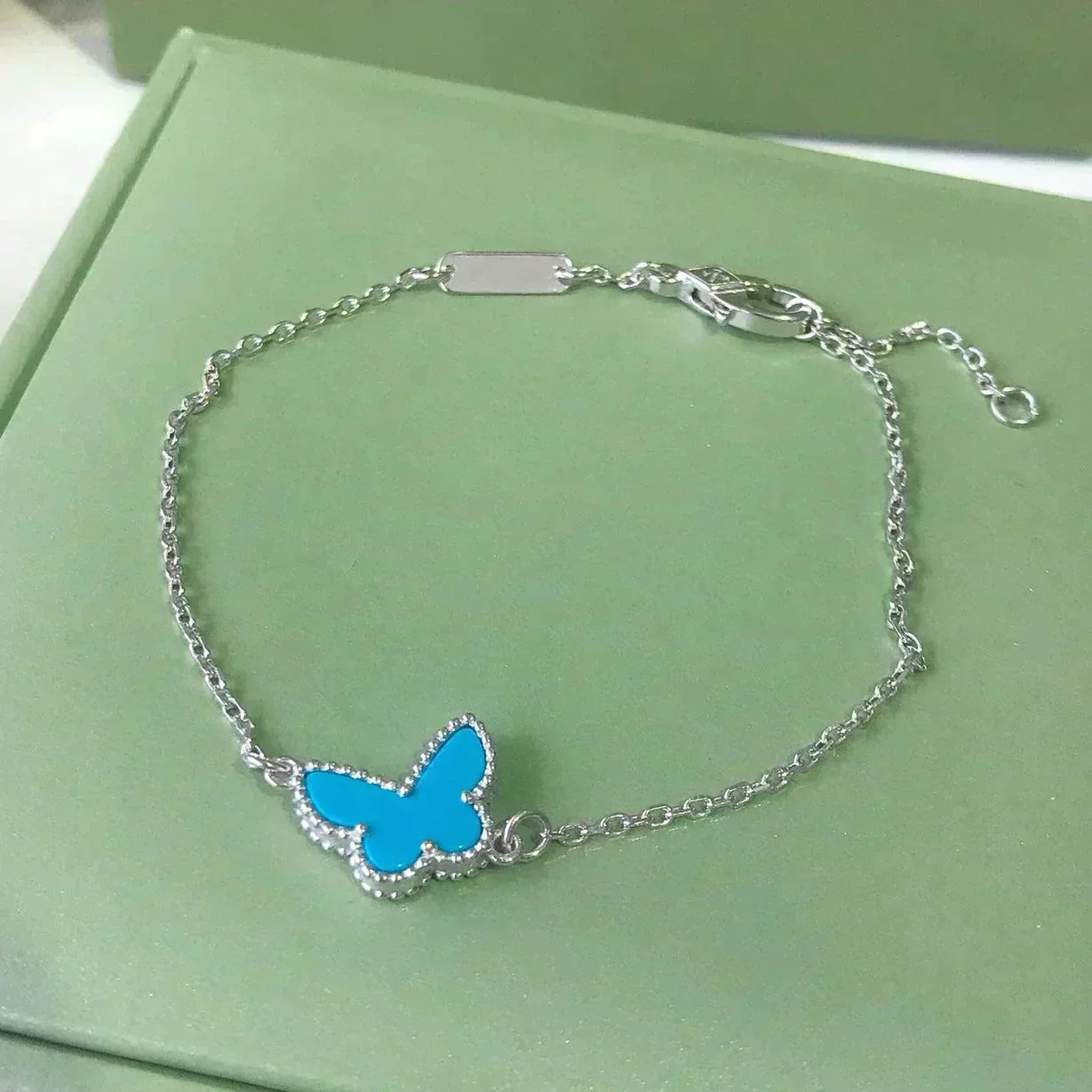 [✨Rose💎]BUTTERFLY TURQUOISE BUTTERFLY BRACELET SILVER