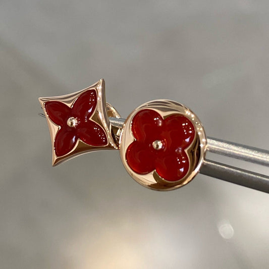 [✨Rose💎]STAR AND SUN PINK GOLD CARNELIAN STUD EARRINGS