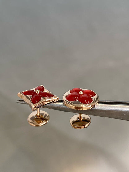 [✨Rose💎]STAR AND SUN PINK GOLD CARNELIAN STUD EARRINGS