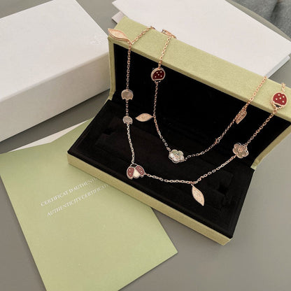 [✨Rose💎]LUCKY SPRING 15 MOTIFS ROSE GOLD NECKLACE