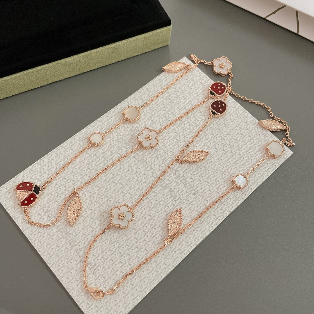 [✨Rose💎]LUCKY SPRING 15 MOTIFS ROSE GOLD NECKLACE