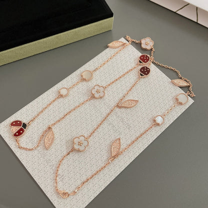 [✨Rose💎]LUCKY SPRING 15 MOTIFS ROSE GOLD NECKLACE