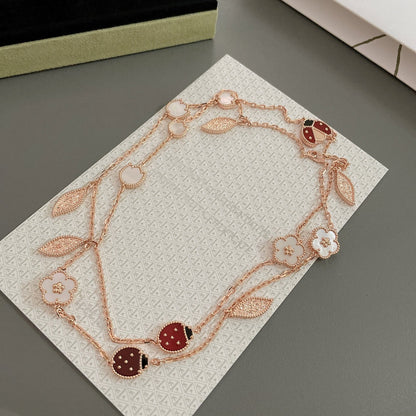 [✨Rose💎]LUCKY SPRING 15 MOTIFS ROSE GOLD NECKLACE