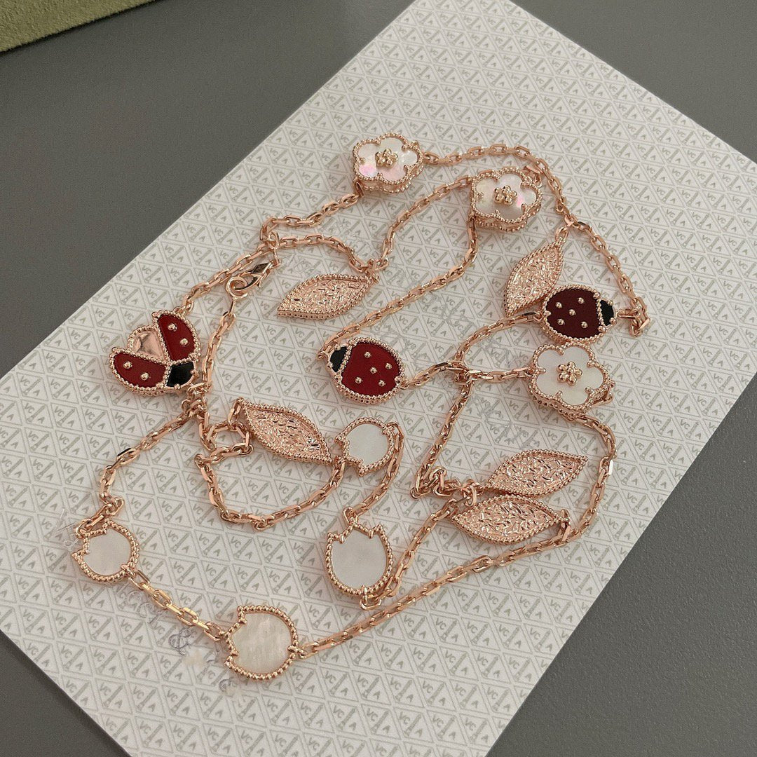 [✨Rose💎]LUCKY SPRING 15 MOTIFS ROSE GOLD NECKLACE