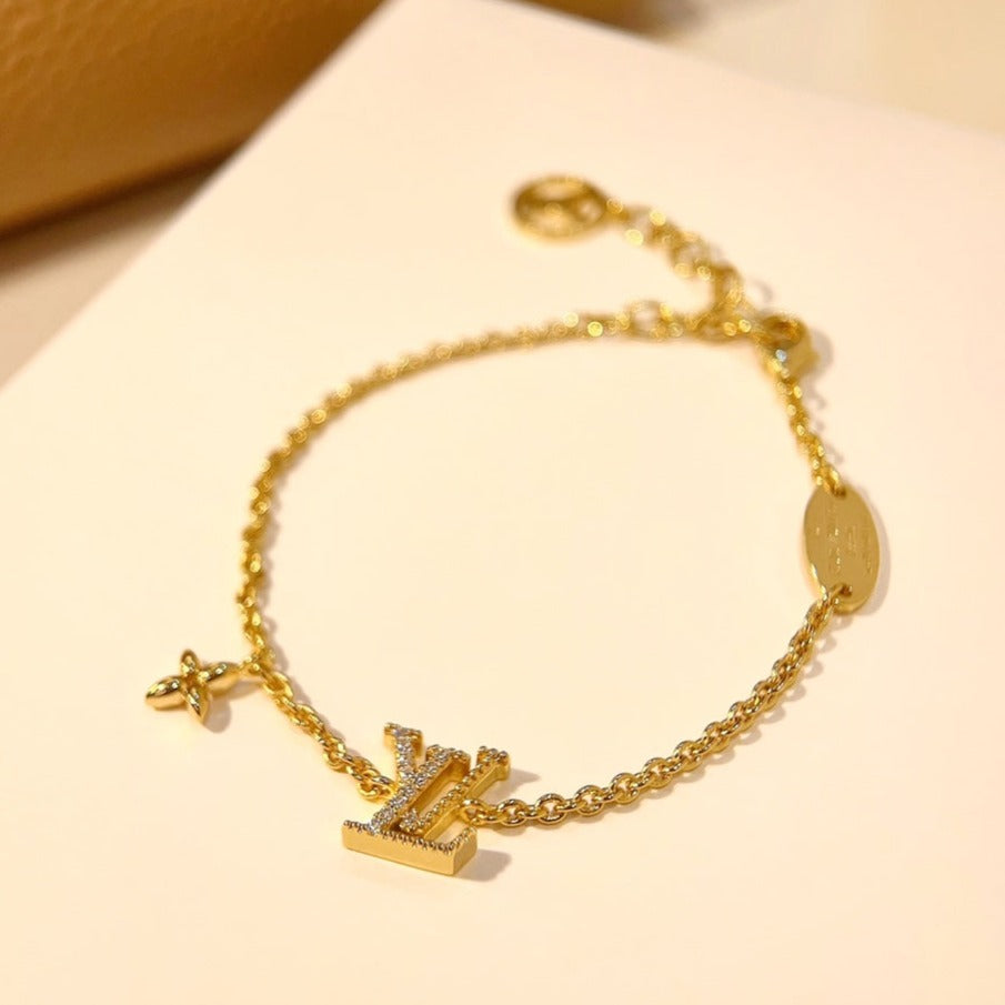 [✨Rose💎]LOGO ✨Rose💎 MOTIF GOLD BRACELET