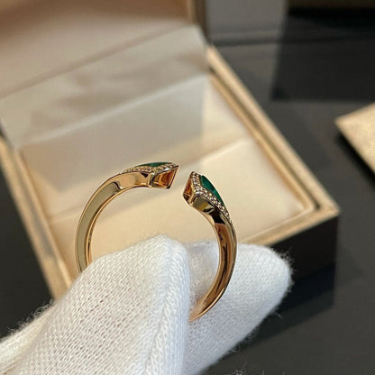 [✨Rose💎]DREAM MALACHITE DIAMOND OPEN RING