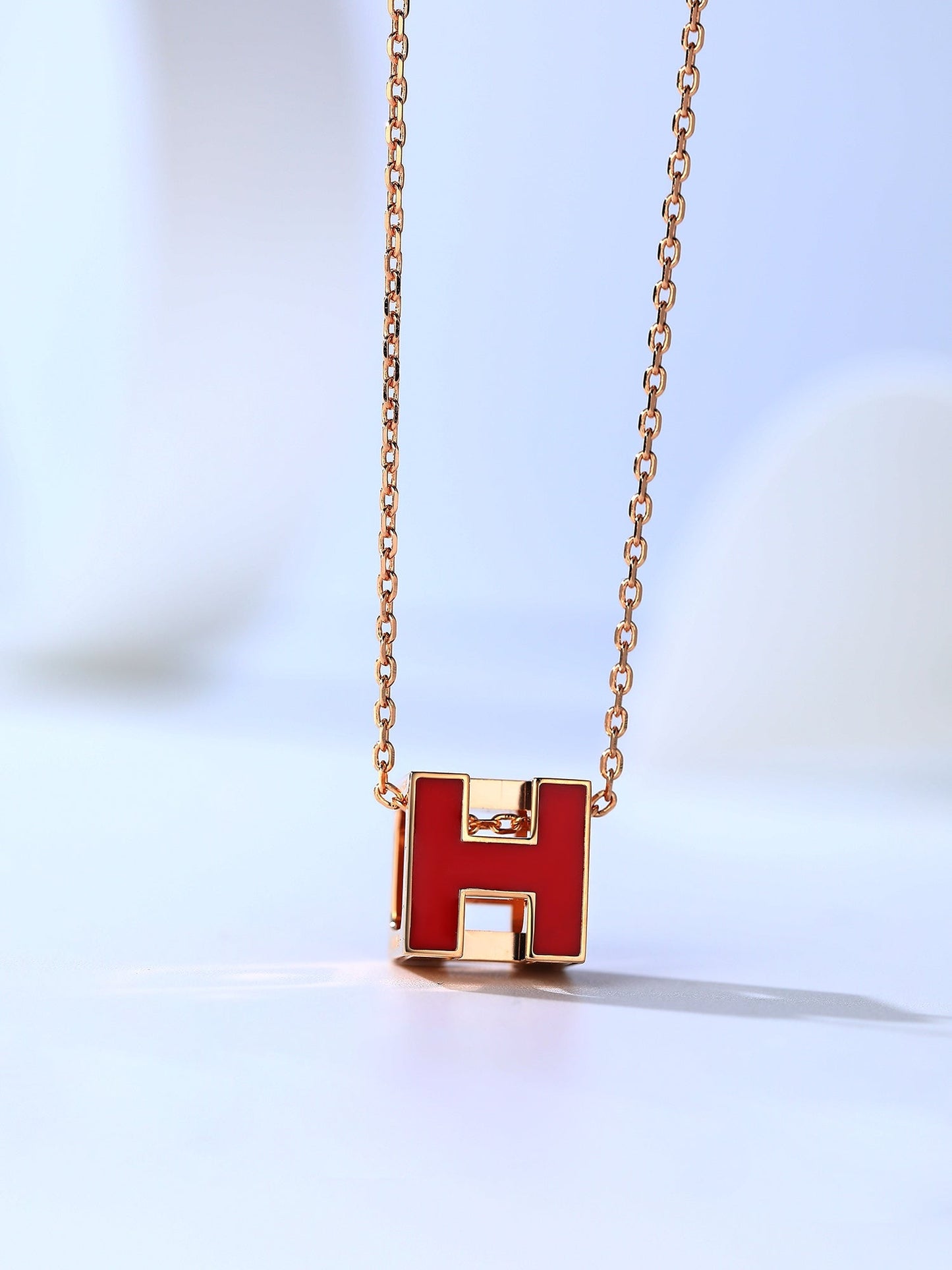 [✨Rose💎]H CAGE PINK GOLD NECKLACE