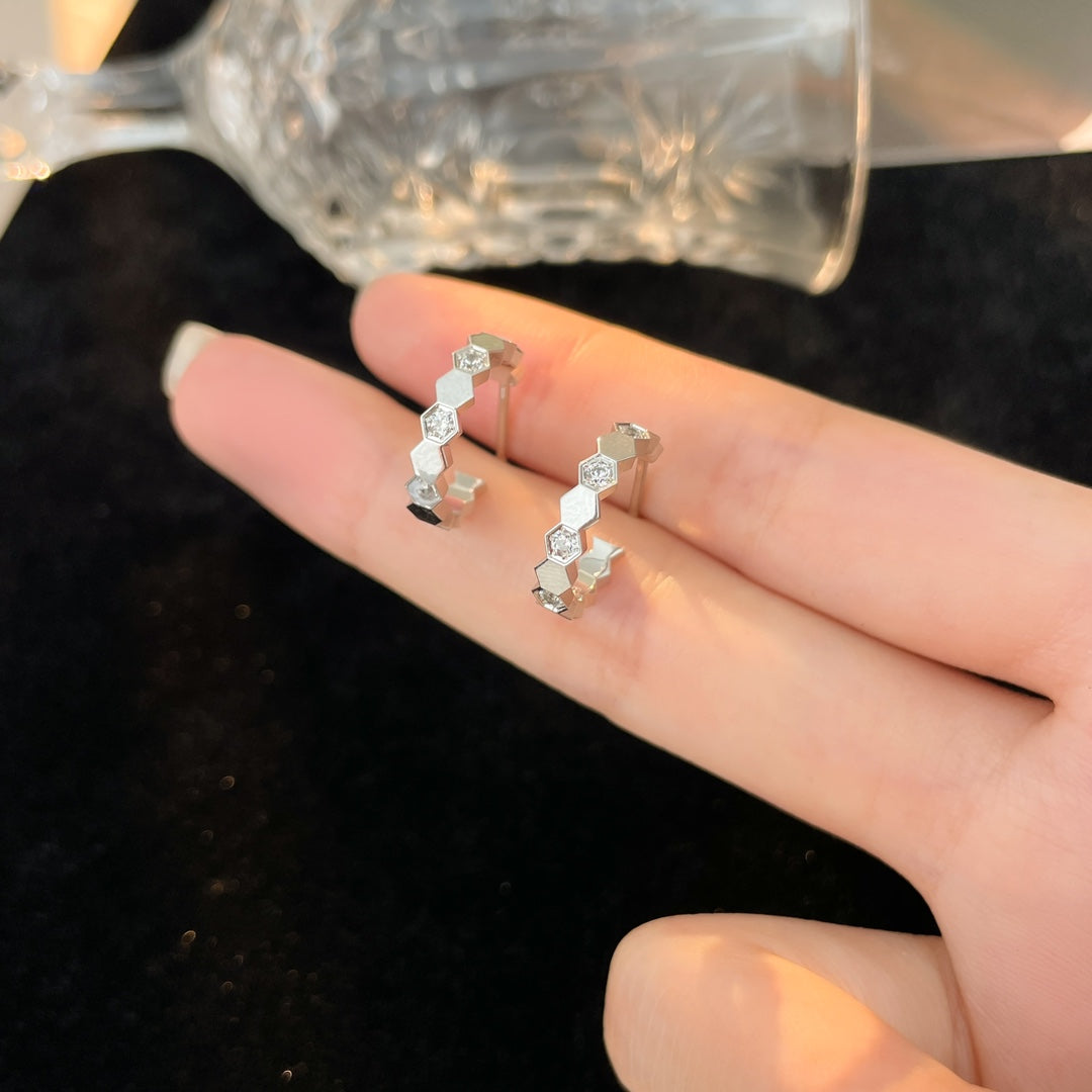 [✨Rose💎]BEE LOVE DIAMOND HOOP EARRINGS