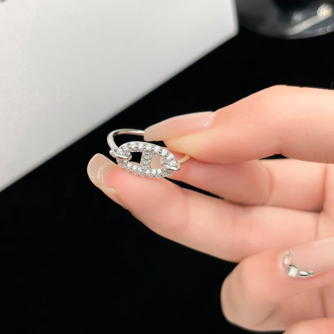[✨Rose💎]RONDE SMALL SILVER DIAMOND RING