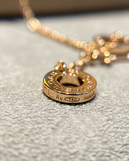 [✨Rose💎]DREAM MOP DIAMOND PAVED PINK GOLD NECKLACE