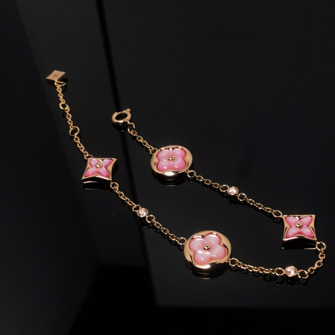 [✨Rose💎]✨Rose💎 AND SUN 4 MOTIF PINK MOP PINK GOLD BRACELET