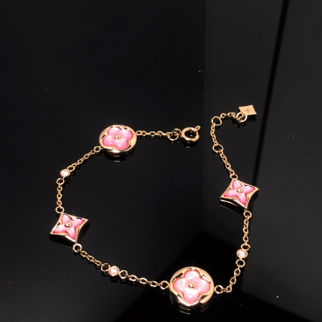 [✨Rose💎]✨Rose💎 AND SUN 4 MOTIF PINK MOP PINK GOLD BRACELET