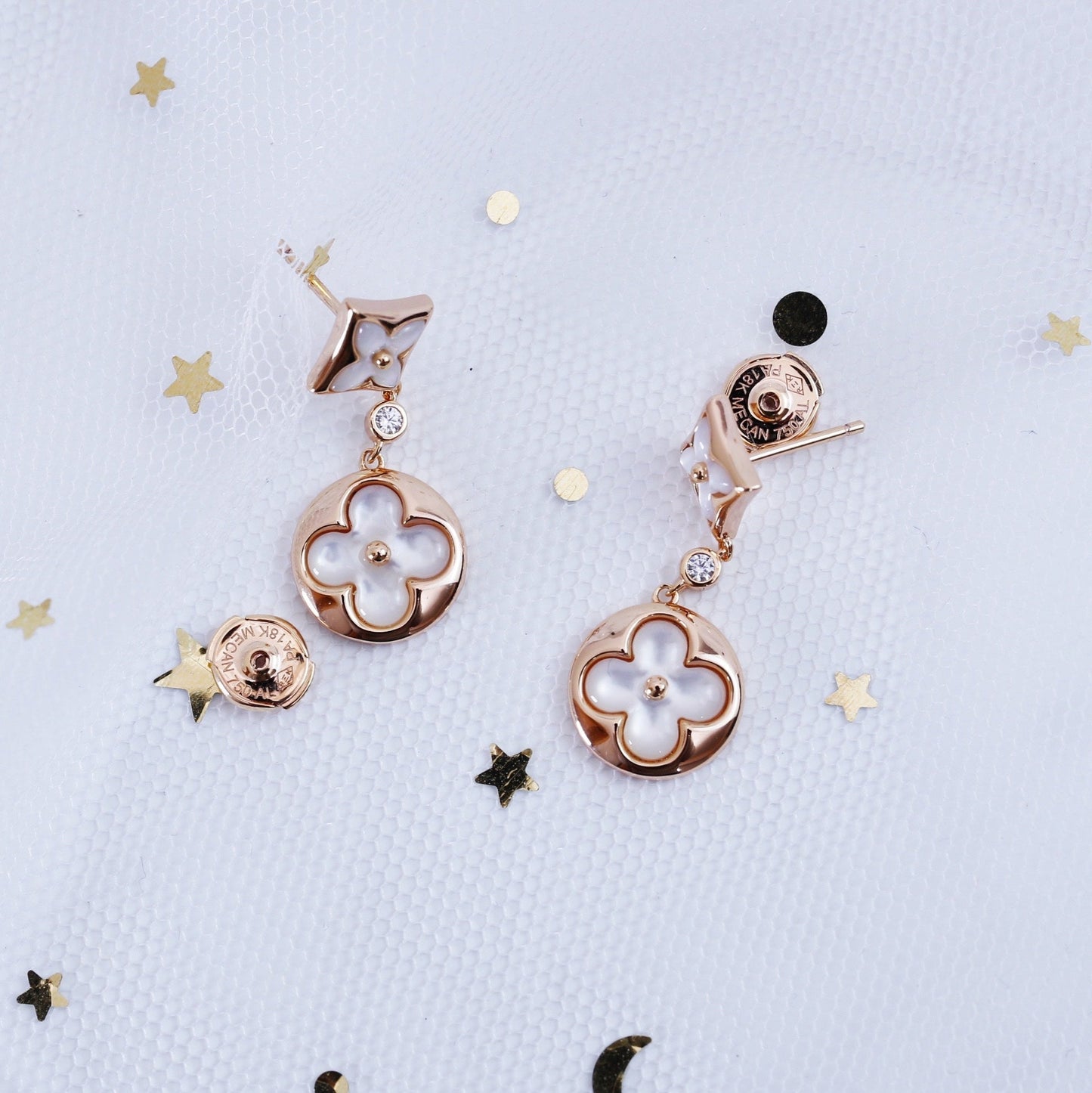 [✨Rose💎]✨Rose💎 AND SUN PINK GOLD MOP DROP EARRINGS