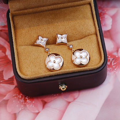 [✨Rose💎]✨Rose💎 AND SUN PINK GOLD MOP DROP EARRINGS